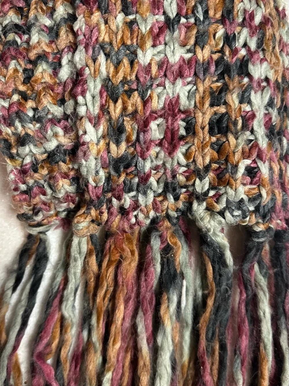 Scarf Multi-Color Neutrals Dreadlock Fringe  look 98” x 7”